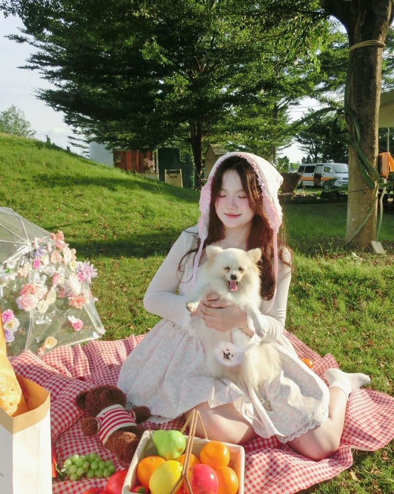 Góc chụp ảnh picnic cùng thú cưng tại Sachi